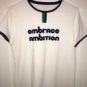 TORY BURCH SPORT NWOT AUTHENTIC “EMBRACE AMBITION” WHITE SHORT SLEEVES T-SHIRT